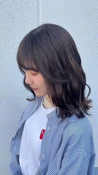 ミディアム 🎀ハイトーン/ 艶カラー/夕月🎀のヘアスタイル