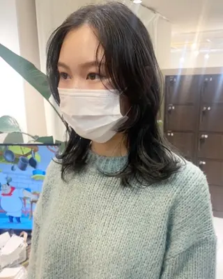 ミディアム パーマ 古沢 新のヘアスタイル