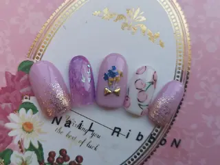 ネイル ネイルリボン 受付スタッフのネイルデザイン