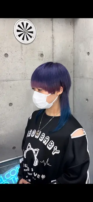 ミディアム カラー ハイトーン/メンズ/ ウルフ特化 小松のヘアスタイル