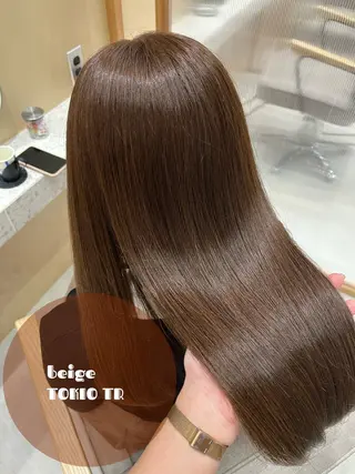 セミロング カラー ヘアアレンジ 🥀暖色韓国ヘア💕 保科侑花のヘアスタイル