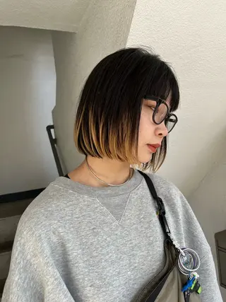 ショート カラー ボブパーマ/パーマ ウルフパーマのヘアスタイル