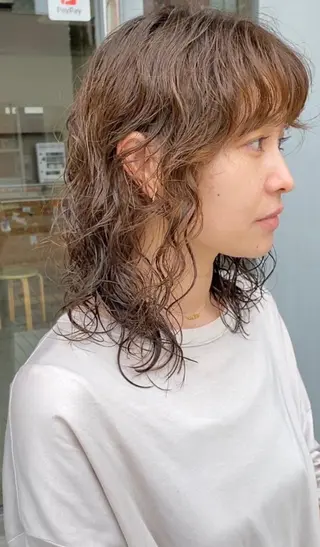 ミディアム パーマ 藤野 けいごのヘアスタイル
