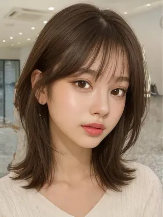 セミロング 映える顔まわり/前髪 特化 💗 ユキマのヘアスタイル