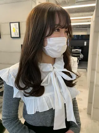 ミディアム カラー 透明感/オリーブ/ グレージュ/YUKAのヘアスタイル