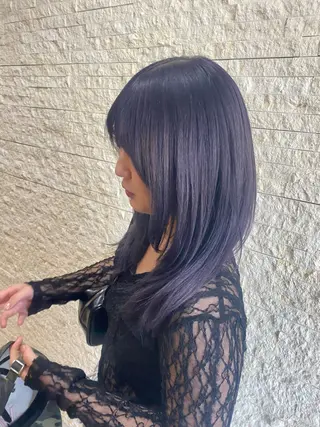 セミロング カラー ハイトーン/推しカラ ー⛓💜ゆららのヘアスタイル