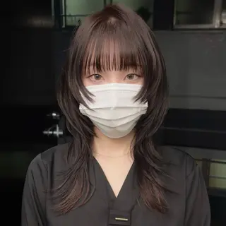 セミロング ウルフ/レイヤー/ ブリーチカラーのヘアスタイル