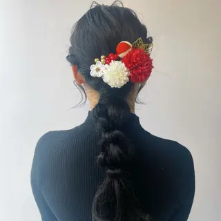 ロング ヘアアレンジ レイヤーカット/ 縮毛矯正/ミサキ💐のヘアスタイル