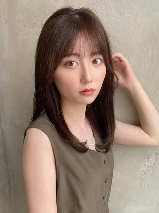 セミロング カラー 顔周り/くびれヘア 韓国ヘア💕風間るなのヘアスタイル