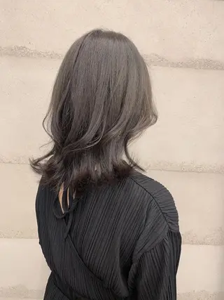 ミディアム カラー 透明感/オリーブ/ グレージュ/YUKAのヘアスタイル