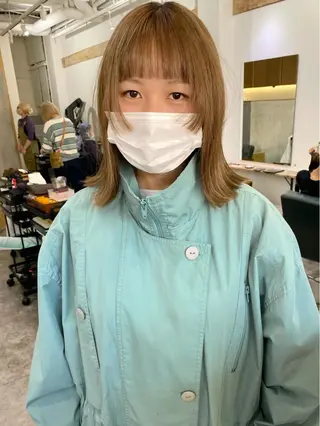 ミディアム カラー 森貴裕/ベージュ/ パーマ/オリーブのヘアスタイル