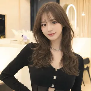 セミロング 韓国ヘア/レイヤー/ 透明感カラー/SHUのヘアスタイル