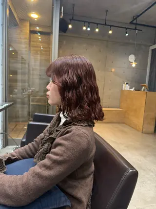 セミロング デジタルパーマ ウェーブパーマ/神野のヘアスタイル