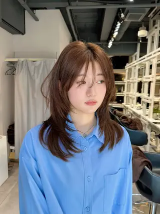 ミディアム KURO/韓国ヘア /レイヤーカットのヘアスタイル