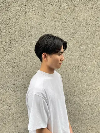 パーマ メンズ 慎太朗/パーマ/ボブ /センターパートのヘアスタイル