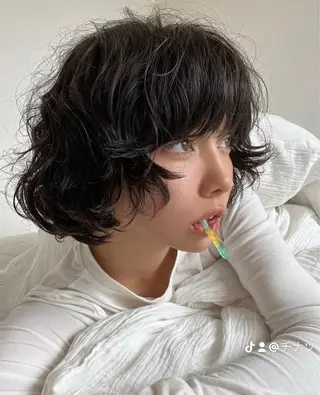 ミディアム カラー パーマ 表参道/赤み無し 透明感 colorのヘアスタイル