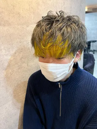 カラー パーマ メンズ ダブルカラー 新宿のヘアスタイル