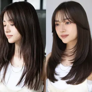 セミロング AIN.ANLY.所属・｜顔まわりカット× 曲がる縮毛矯正｜のヘアスタイル