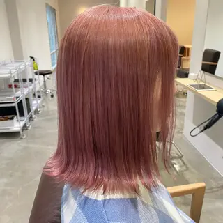 ミディアム カラー ブリーチなしWカラー /酸性ストレート河本のヘアスタイル