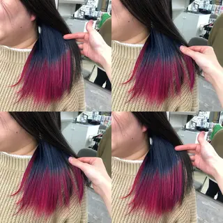 セミロング カラー 推しカラー✨ オタク美容師ユウカのヘアスタイル