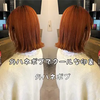 ミディアム カラー ボブ、縮毛矯正👑 心斎橋/高城涼也のヘアスタイル