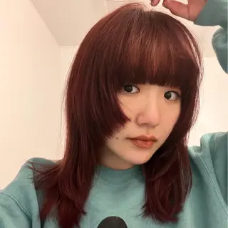 ミディアム カラー 暖色/パーマ 🌼クニトウメイのヘアスタイル