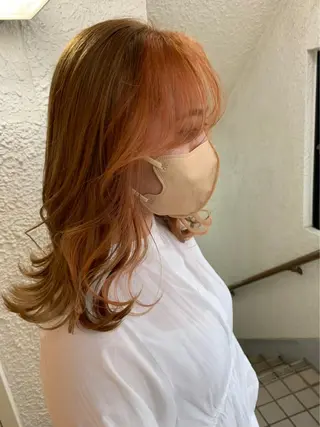 セミロング 暖色カラー/レイヤー カット/Yunaのヘアスタイル