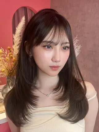 セミロング カラー 山崎/ボブ縮毛矯正 レイヤー髪質改善のヘアスタイル