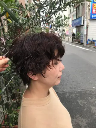 ショート カラー パーマ 秋山 聡子のヘアスタイル