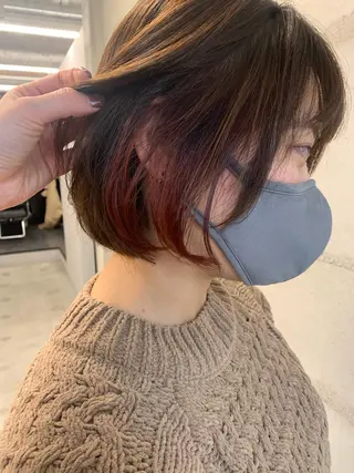 ミディアム カラー 透明感/オリーブ/ グレージュ/YUKAのヘアスタイル