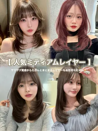 ミディアム カラー 大宮レイヤーカット ハッシュ 柏崎颯刀のヘアスタイル