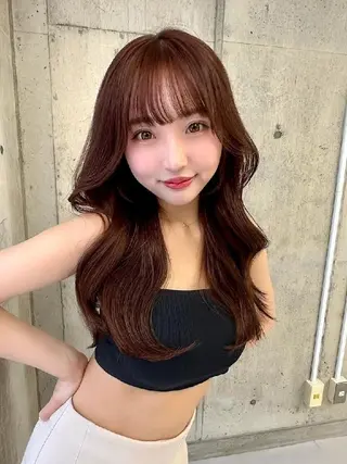 カラー パーマ セミロング Lond Roleのヘアスタイル