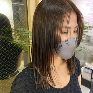 セミロング ハイトーン&髪質改善 &韓国エクステ🤎のヘアスタイル