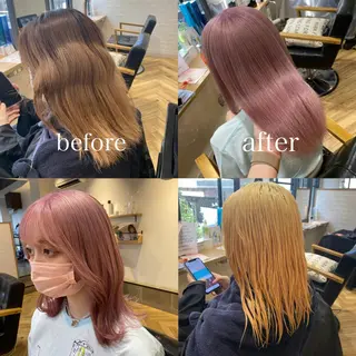 セミロング カラー 艶カラー/韓国顔周り 🎀mamiのヘアスタイル