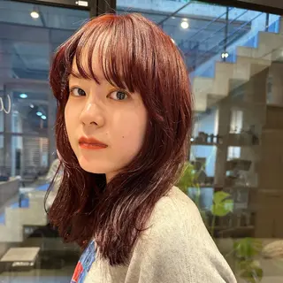 ロング カラー パーマ 阿久津真衣 似合わせカットのヘアスタイル