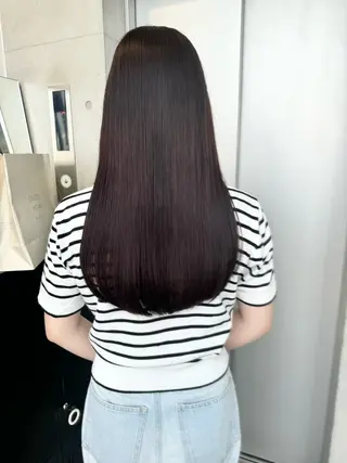 ロング カラー パーマ ヘアアレンジ 透明感/オリーブ/ グレージュ/YUKAのヘアスタイル