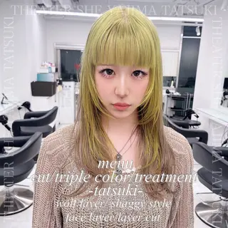 セミロング カラー 🫧ハイトーン特化 🐺矢島タツキ🐺のヘアスタイル