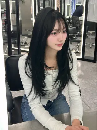 ロング カラー LANDS所属・nanaka 🤍韓国ワンホンヘアのヘアスタイル