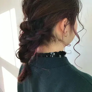 ミディアム ヘアアレンジ なつき/艶ピンク/ girly hairのヘアスタイル
