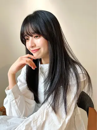 ロング カラー パーマ 🫧小顔×似合わせ× 透明感カラー🫧のヘアスタイル