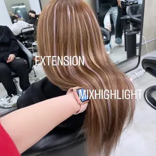 ロング カラー エクステ🩵ブリーチ 韓国ヘア🩵KAEのヘアスタイル