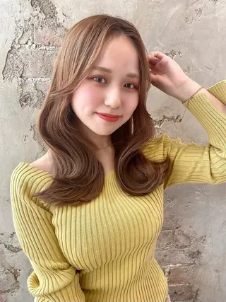 セミロング カラー パーマ ヘアアレンジ Surpass所属・🌈小顔似合わせ SHIHO🌈のヘアスタイル