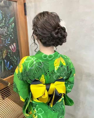 ロング ヘアアレンジ 【ピンク/韓国ヘア/ ヘアセット】亜海のヘアスタイル