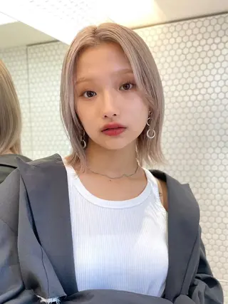 ショート cinq   PROJECT所属・ミルクティーベージュ /ボブ/あげは🎀のヘアスタイル