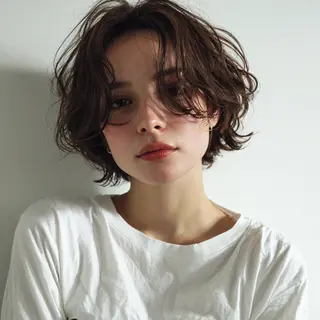 ショート カラー パーマ ブリーチ無しWカラー 🫧CLUTCH砂川のヘアスタイル