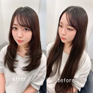 ロング カラー 京都レイヤーカット/ 縮毛矯正/羽柴りくのヘアスタイル