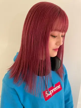 カラー ブリーチカラー🎀 韓国風/寺門美優のヘアスタイル