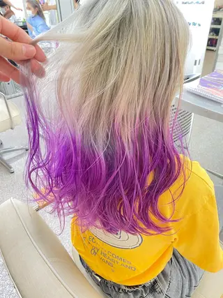 セミロング カラー レイヤーウルフ エクステ磯部のヘアスタイル