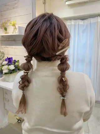 ロング ヘアアレンジ ブリーチなしカラー ダブルカラーエクステのヘアスタイル