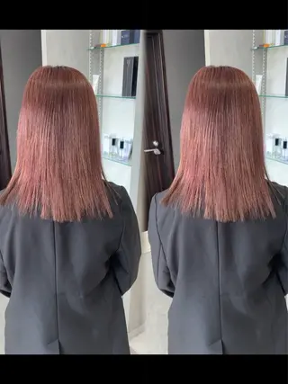 セミロング 韓国ヘア/ブリーチ無 しWカラー/オリーブのヘアスタイル